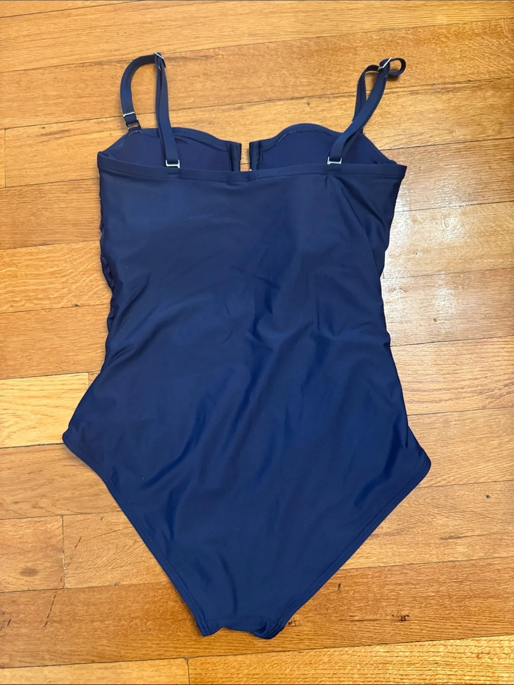 DKNY Navy One-Piece Swimsuit with Adjustable & Removeable Straps square neck - Picture 3 of 6